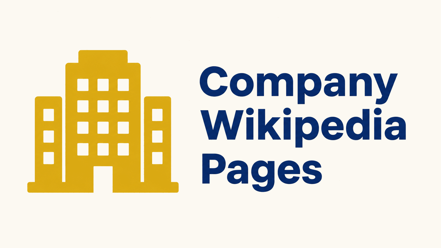 Company Wikipedia pages guide thumbnail with a building icon