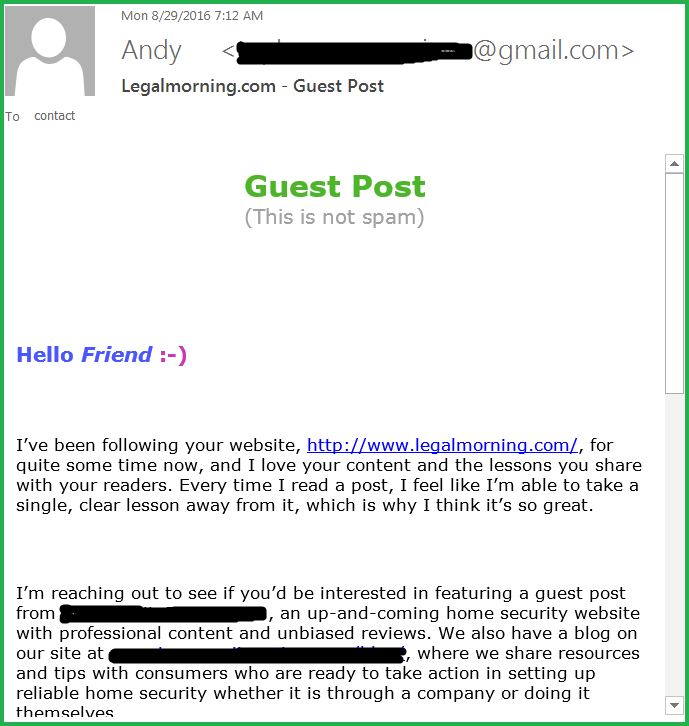 Wrong Way to Guest Post Pitch