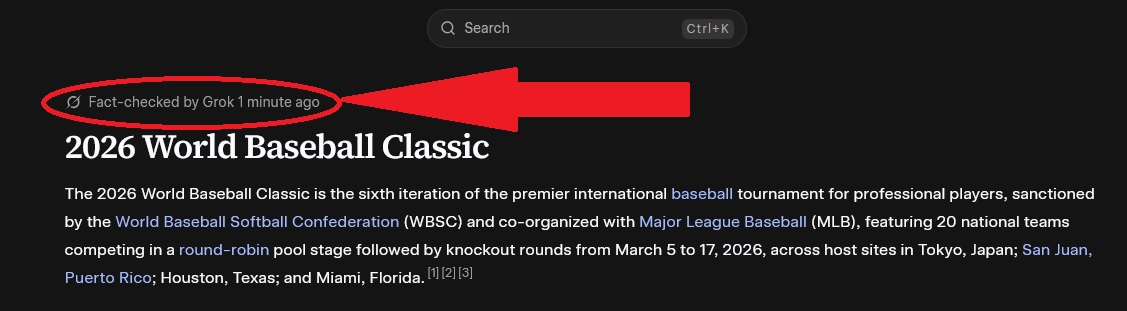 Grokipedia fact checks itself